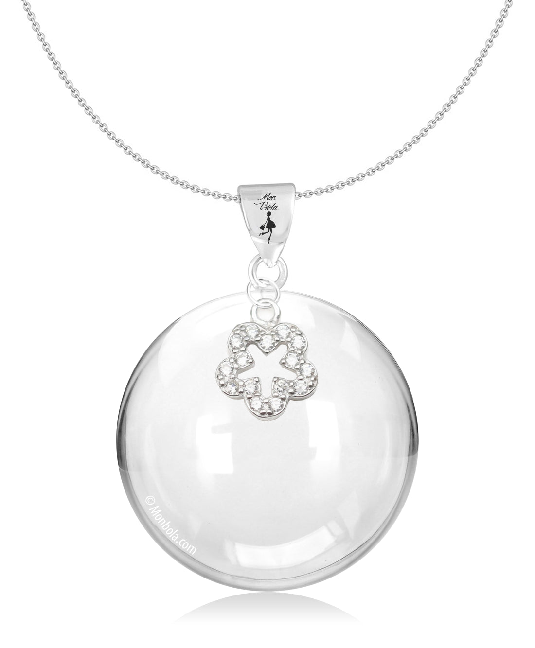 Pregnancy Bola (Silver) - Flower / Zirconium