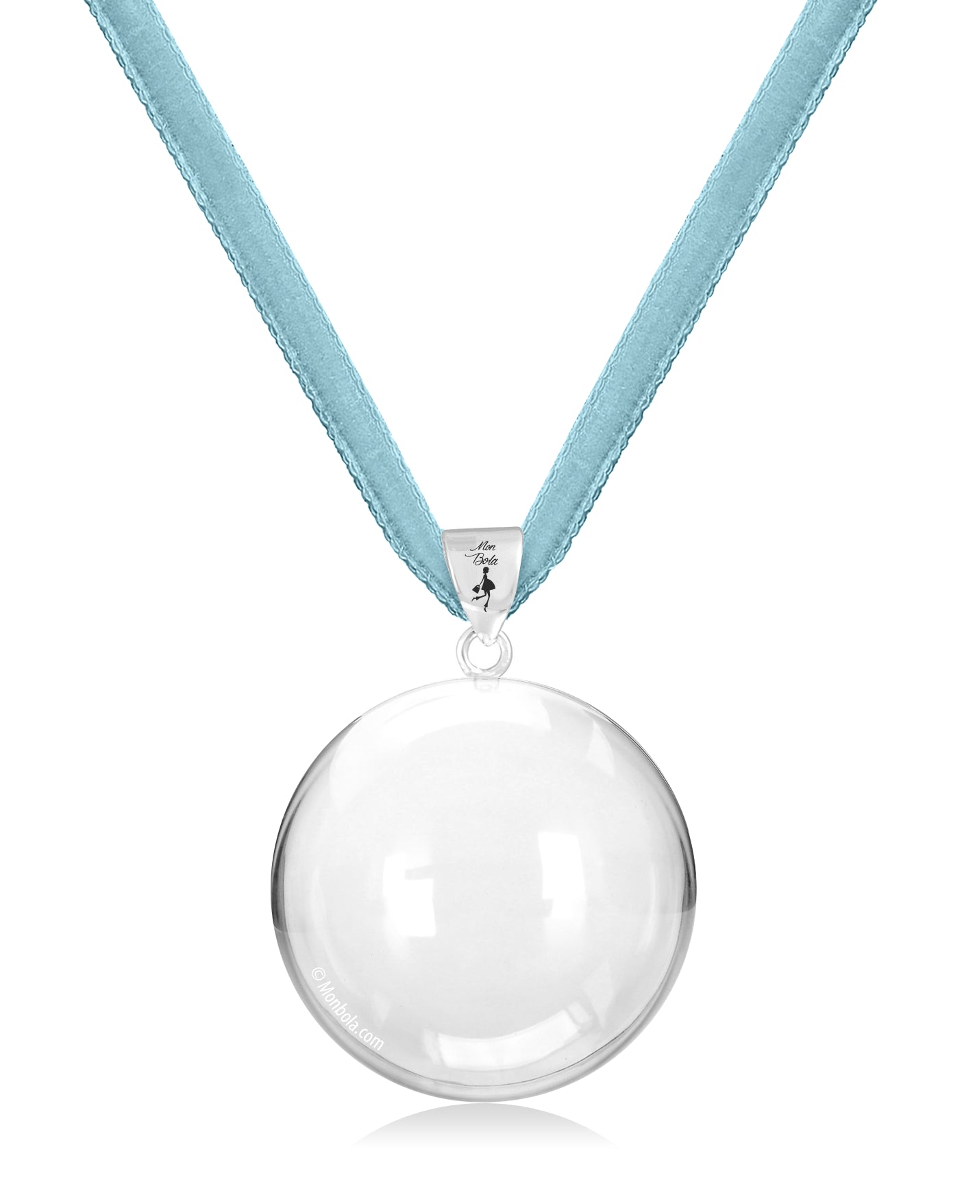 Pregnancy bola (Silver) - Velvet cord - Light blue